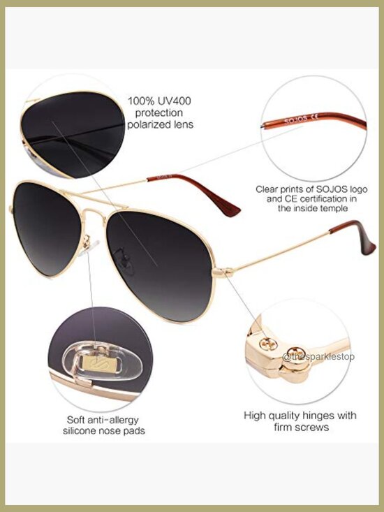 Polarized Aviator Sunglasses with Metal Frames main image 5